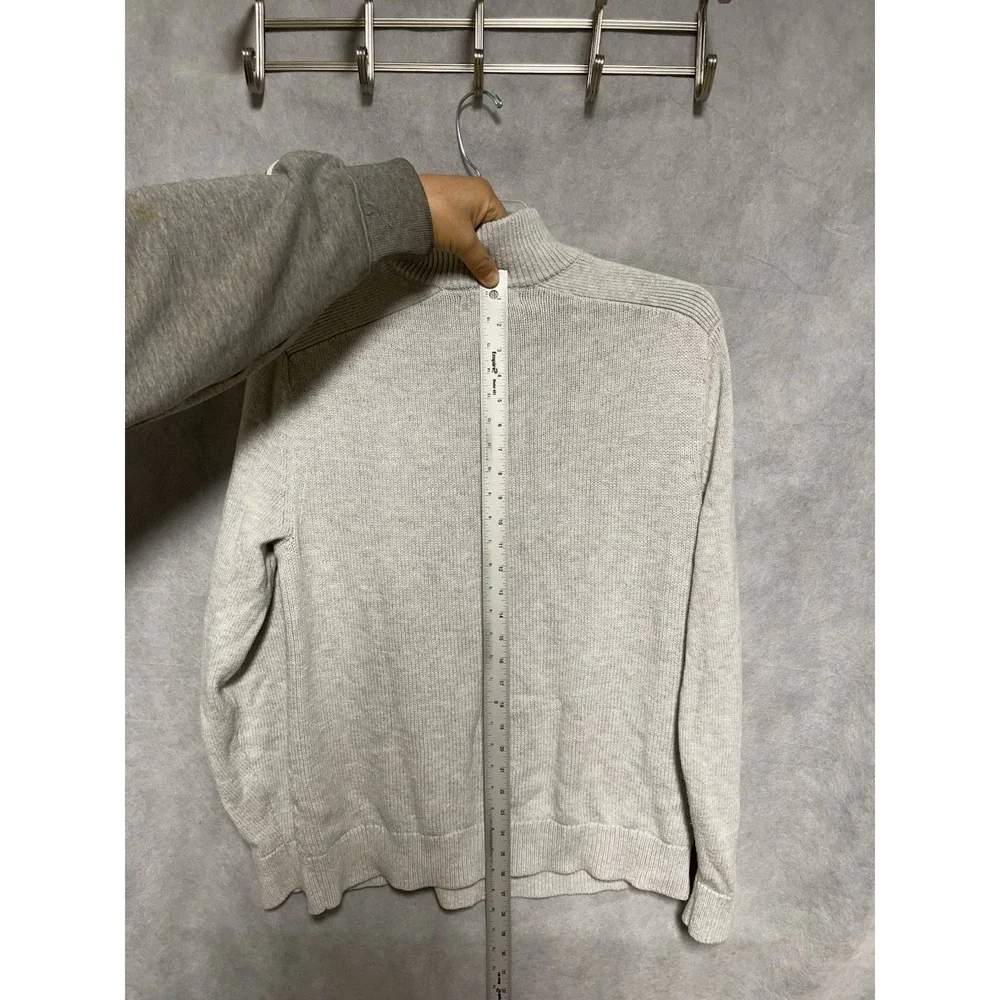 Banana Republic Sweater Men L Ivory Cable Knit Button Mock Neck‎ Nordic Heavy